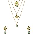 VOYLLA Forever More Green Layered Necklace set for women|Enamelled Necklace Set For Women|EveryDay|Festive|Wedding|Gift For Women|