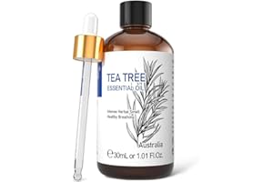 HIQILI Olio Essenziale Tea Tree 30ml, per Pelle, Capelli, Unghie, Diffusore, può Essere Aggiunto a Shampoo, Bagnoschiuma e Spray