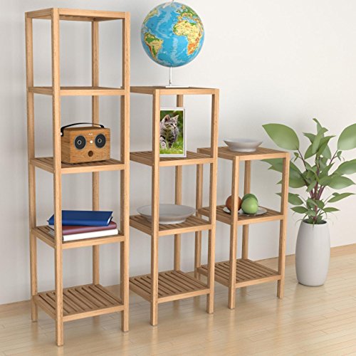 Badregal Holz Badezimmerregal Haushaltsregal Standregal Regal Bad Holzregal 4 Regalböden - 4