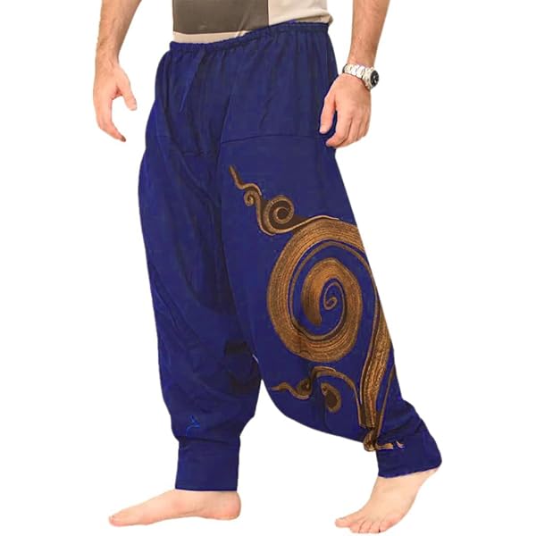 Taigood Pantalon Sarouel Homme Taille Élastique Confortable - Pantalon Décontracté Yoga Hippie Unicolore