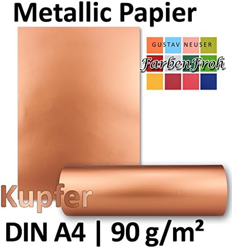 Metallic Copper paper/DIN A4/Writing/Copper – Professional Quality/90 g/m²//by Gustav Neuser Small Gift Idea for Her. 100 Bogen Kupfer-Rot