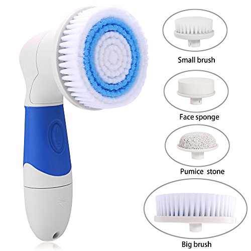 ACEVIVI Skin Cleansing Face and Body Brush Microdermabrasion Exfoliator System Multi-functional 4 in 1 Face and Body Brush, Water Resistant, Deep Pore Cleaning, Blue