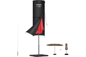 LAMUNI Funda Parasol Jardin, Cubierta Sombrilla con Varilla, Funda Sombrilla de Playa Exterior Funda Protectora Parasol Impermeable 420D Oxford Cubierta para Sombrilla Doble de Jardin, 160x60/60cm