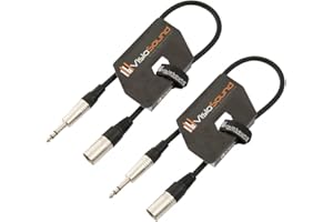 VisioSound 2 x Male XLR to 6.35mm Stereo Jack Lead/Balanced Signal Patch Cable / 2 Pack 0.5m Black/Black
