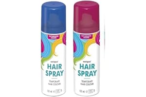 PARTY BUZ WE VALUE YOUR TRUST 133ml washable temporary hair colour spray kids adults Halloween Glitter Temporary dye (Blue and Pink Hair Spray, 133ml)