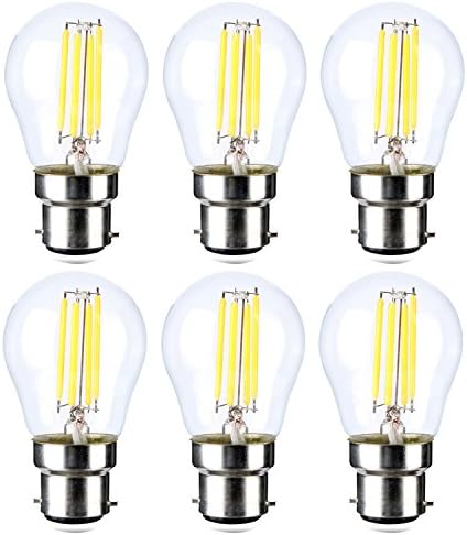 Pack of 6 4 W Dimmable 400 lm LED Filament Candle Bulbs Warm White 2700 K B22 Candelabra Bulb 40 Watt Bulb Equivalent YT-G45-11
