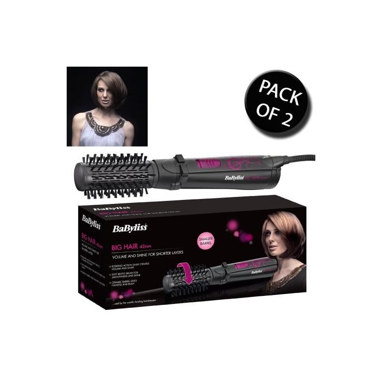 2x BaByliss 2777U 42mm Ceramic Big Hair Rotating Styler Brush
