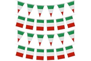 GELUODE 2er Italien Flagge, Rechteckige und Dreieckige Flaggen Wimpelkette zum Aufhängen, 60 Stück 65 Fuß Italien-Flaggen Schnur für den Innen und Außenbereich Banner für Nationalfeiertag Party deko