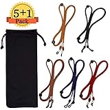 Eyeglasses Straps Chain, 5 Pcs Glasses Holder Leather Non-Slip Spectacles Cord Retainer Lanyard, with Free Storage Pouches
