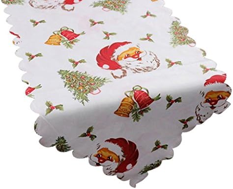 WINWINTOM Decorative Christmas Santa Claus Tapestry Poinsettia Table Runner 14x71 Inch (Christmas decoration B)