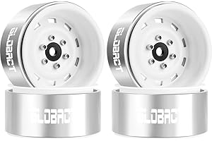 GLOBACT 1.9 Beadlock Wheels RC Wheel Hub for 1/10 TRX4 TRX6 Axial SCX10 I II III Pro Redcat RC Crawler Upgrade Accessories (4Pcs White)
