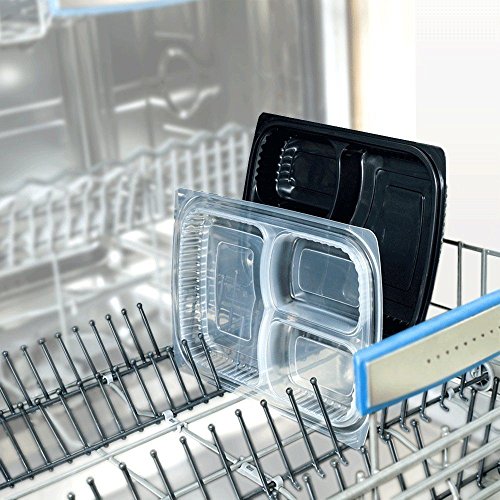 3 Fach Meal Prep Behälter, 100% Auslaufsicher Bento Box / Lunch Boxen, Lagerbehälter für Lebensmittel. Stapelbar, Wiederverwendbar und BPA-frei Aufbewahrungsbox. Mikrowellenfest, Gefrierschrank geeignet, Portions-Trennwände – (10 Stück) (12 Stück) - 3