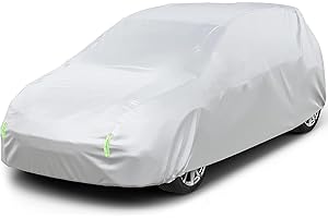 BADGESHAND Car Cover Outdoor Full Car Cover Waterproof Outdoor Indoor Car Cover,All Weather Rain Snow UV Dust Protection Hail Protector for Automobiles,Fit Saloon/Hatchback Length(Up to 177"/450cm)