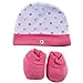 Luvable Friends Polka Dot Baby Cap Hat And Booties Gift Set in Organza Bag (0-6 Months) (Girls Pink)