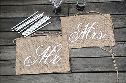 KeeKa Vintage Mr & Mrs Jute Flagge Fahne Stuhl Deko für Hochzeit PartyZeremonielle Deko - 3