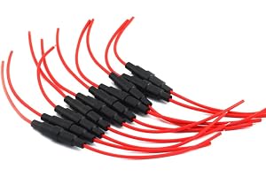 Aiqeer 20 Stycken 5 X 20 mm 32V 20A Inline Glasrör Säkringshållare, AGC Glassäkringshållare med 16 AWG Tråd
