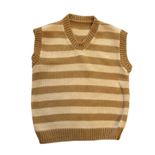 100% merino wool baby boy girl toddler children knitted vest striped (12-24 mo, Brown-Beige)
