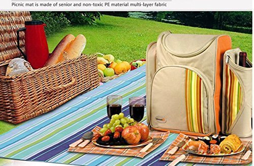 GYOYO 145*180CM Picknick-Matte/ Picknickdecke am Meer/ Aufrollbare Picknickdecke Campingdecke Reisedecke Stranddecke wasserdicht mit Tragegriff (Blue) - 6