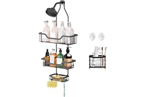 SLTAXAR Portasapone Doccia da Appendere Mensola per Doccia Sospesa Portaoggetti Doccia da Appendere Senza Foratura Porta Bagnoschiuma per Doccia da Appendere con 1 Porta Spazzolino