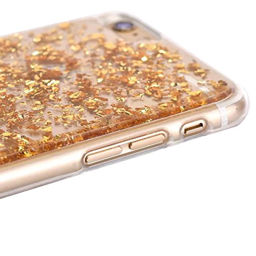 iPhone 6S / iPhone 6 Hülle Glitzer ,SKYXD Blattgold Funken Flocken Pailletten Design Schutzhülle Weiche TPU Transparent Silikon Handyhülle mit [ Koala Staubstecker + Eingabestift ] Glanz Kristall Handytasche Schick Klar Zurück Haut Schlank Etui Schale Fall – Gold - 4