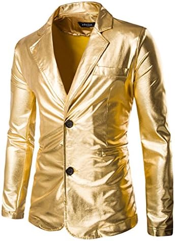 Choose Men Metallic Slim Fit Casual Two Button Blazer Jacket