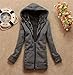 Produktbild Swallowuk Damen Mäntel Übergröße Kapuze Jacke Lange Ärmel Winter Warm Kapuzenpullover Reißverschluss Hoodies Winterjacke Outwear Trenchcoat (M, Dunkelgrau)