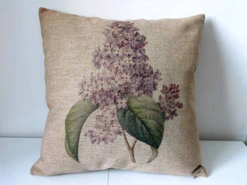 Cotton Linen Square Decorative Throw Pillow Case Cushion Cover Lavender Flower 18 "X18 "
