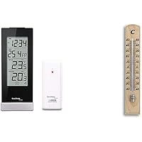 Technoline WS 9767 Wetterstation mit Funkuhr, Innen- und Außentemperaturanzeige, schwarz, 6,4 x 4,5 x 16,5 cm & TFA…