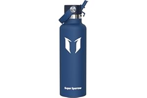 ‎SUPER SPARROW Super Sparrow Butelka Izolowana - Butelka sportowa na wodę - 750 ml - Standardowa Butelka ze stali nierdzewnej - Butelka dla dzieci bez BPA, do uprawiania sportu, podróży, szkoły