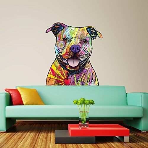 My Wonderful Walls Animal Pop Art by Dean Russo Beware of Pit Bulls Wall Sticker Cut Out, 13 by 14.7-Inch, Multicolored by My Wonderful Walls