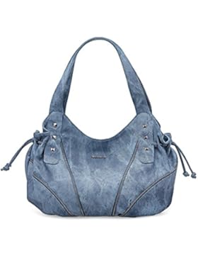 TAMARIS BLONDIE Damen Handtasche, Shoulder Bag, Schultertasche, 41x31x18 cm (B x H x T), 2 Farben: grau oder denim...