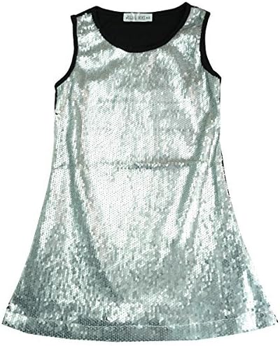 Jolie Angel Girls Sequin Front Metallic Sparkle Party Disco Sleeveless Dress Sizes From 3 To 12 Years