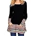 Produktbild UFACE Damen Frauen Long Sleeve Pocket Print getäfelten T-Shirt Tops Mode Langarm Tasche gedruckt Patchwork Bluse Tops Kleidung T-Shirt(Schwarz,EU/44CN/M)