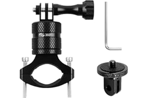 NAVESO Support de Guidon de Vélo pour GoPro, Camera Velo Guidon Adaptateur, Caméras daction Support Vélo, 360 Degrés Rotatif Support Vélo Fixation, Aluminium Vélo Support, Bike Mount pour DJI Gopro