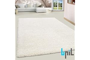 BPIL SHAGGY RUGS SOFT PLAIN Thick 5CM TWISTED PILE ANITSKID SMALL MEDIAM LARGE AREA RUGS (CREAM, 120X170CM)