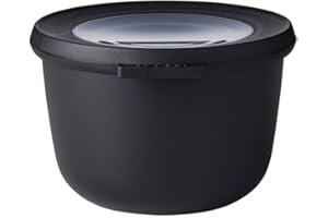 Mepal - Multi Bowl Cirqula Round - Contenitori Plastica con Coperchio - Adatto come contenitore ermetico per Frigo, microonde, Congelatore e piatti da portata - Ciotole Cucina - 500 ml - Nordic Black