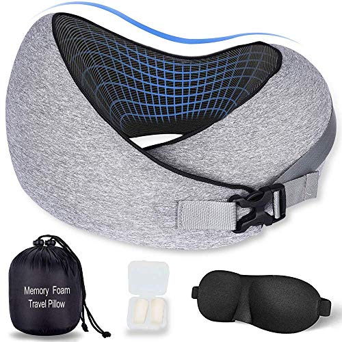 Gris Grafito, Grande Tren o autom/&oacute;vil Avi/&oacute;n Coj/&iacute;n de Espuma de Memoria de Dise/&ntilde;o Ergon/&oacute;mico Premium Almohada de Viaje SNUGL Bolsa de Viaje con mosquet/&oacute;n Incluido