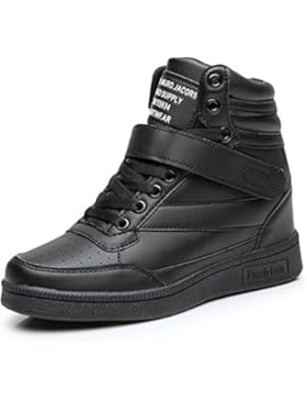 UBFEN Damen Schuhe Sneakers Wedges Keilabsatz 7cm Sportschuhe Stiefel Knöchel Klettverschluss High Top Casual...