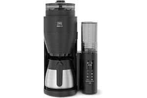 Melitta Filter Coffee Machine with Integrated Ceramic Grinder with 11 Settings, Adjustable Strength, Makes 2 to 10 Cups, Timer Function, AromaFresh II, 3.7 kg, Black/Chrome, UK Plug
