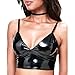 Produktbild Mscoreray PU Leder BH Dessous Schwarz Bustier Tops Damen Ohne Bügel mit Verstellbare Träger- Gr. M, Schwarz