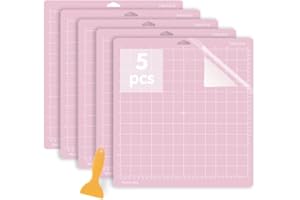 Jerilla Tappetino da Taglio per Cricut 5 pezzi 12"x 12" FabricGrip Tappetini da Taglio Antiscivolo Set per Cricut Maker/Explore One/Air/Air 2 con Raschietto