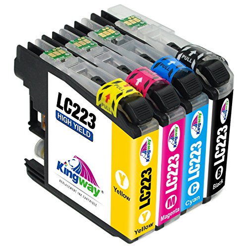 kingway Ersatz für Brother LC223 Hohe Kapazität Tinten Patronen mit neuesten Aktualisiert Chips für Brother dcp-j4120dw mfc-j5320dw mfc-j4625dw dcp-j562dw mfc-j4620dw mfc-j5720dw mfc-j480dw mfc-j5620dw mfc-j4420dw mfc-j5625dw mfc-j680dw mfc-j880dw Serie Drucker – (1 schwarz/1 x Cyan/1 x Magenta/1 x Gelb) 4 Stück