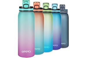 Opard Sports Water Bottle, 900ml BPA Free Non-Toxic Tritan Plastic Drinking Bottle with Leak Proof Flip Top Lid for Gym Yoga Fitness Camping