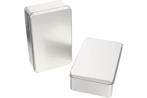 HEMOTON 2 Pezzi in Scatola di Stagno Rettangolare Scatola in Metallo con Coperchi Contenitori per Scatole di Vuota per Biscotti in Metallo Imballaggio Organizzatore di Archiviazione