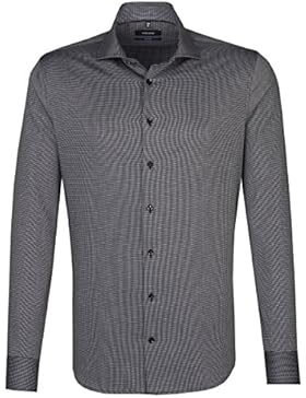 SEIDENSTICKER Herren Hemd Tailored Langarm Bügelfrei Karo Businesshemd Kent-Kragen Kombimanschette weitenverstellbar