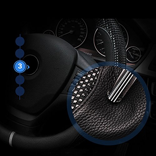 Eclear-Housse-de-volant-universelle-pour-voiture-en-cuir-microfibre-respirant-3739-cm15-antidrapant-Noir