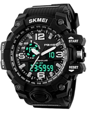 stilvolle, moderne Männer multifunktionale Analog-Digital-kühle Outdoor-Sport-Uhr leuchtend für Jungen schwarzes...