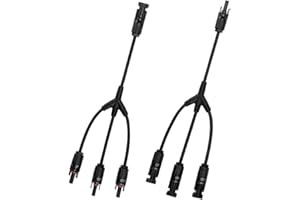 Aiqeer 1 Paio Solare Pannello Cavo Connettori, Connettore Fotovoltaico Solare Connettore di Y Tipo 3 Ramo MFFF/FMMM (Nero)