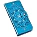 Produktbild Jinghuash Kompatibel mit Samsung Galaxy Note 10 Pro/Note 10 Plus Glitzer Schutzhülle Hülle Lederhülle Klapphülle Bling Diamant Strass Mandala Blumen Muster Brieftasche Leder Handyhülle Tasche-Blau