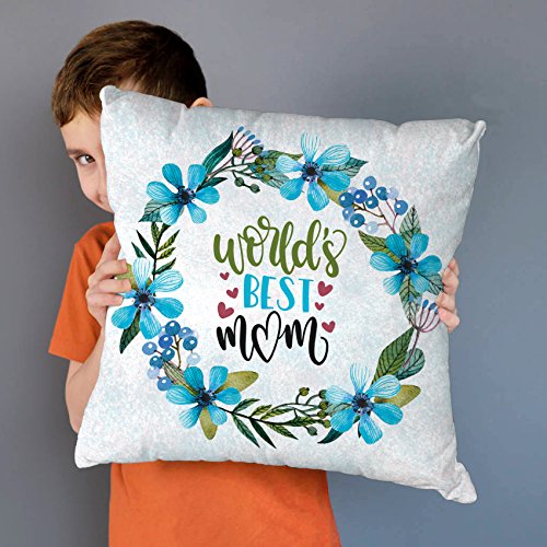 TIED RIBBONS Gift for Mother Printed Cushion(Satin, Multicolor, 12 inch X 12 inch) with Filler